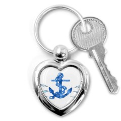 Anchor Aquarel Painting Art, Soft Blue Key Chains (heart) 