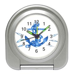 Anchor Aquarel Painting Art, Soft Blue Travel Alarm Clocks by picsaspassion