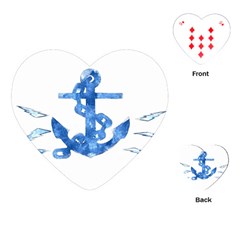 Anchor Aquarel Painting Art, Soft Blue Playing Cards (heart)  by picsaspassion