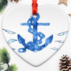 Anchor Aquarel Painting Art, Soft Blue Heart Ornament (2 Sides) by picsaspassion