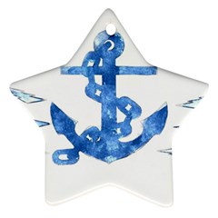 Anchor Aquarel Painting Art, Soft Blue Star Ornament (two Sides) 