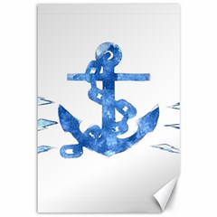 Anchor Aquarel Painting Art, Soft Blue Canvas 12  X 18   by picsaspassion