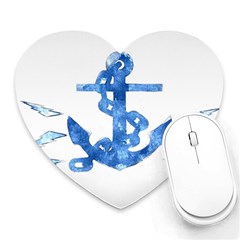 Anchor Aquarel Painting Art, Soft Blue Heart Mousepads by picsaspassion