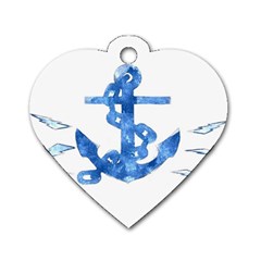 Anchor Aquarel Painting Art, Soft Blue Dog Tag Heart (one Side)