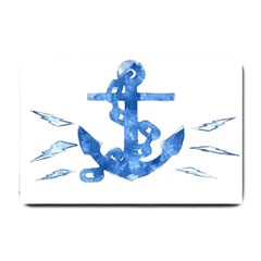 Anchor Aquarel Painting Art, Soft Blue Small Doormat  by picsaspassion