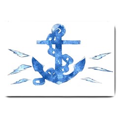 Anchor Aquarel Painting Art, Soft Blue Large Doormat 