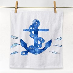 Anchor Aquarel Painting Art, Soft Blue Face Towel