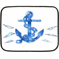 Anchor Aquarel Painting Art, Soft Blue Fleece Blanket (mini) by picsaspassion