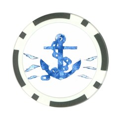 Anchor Aquarel Painting Art, Soft Blue Poker Chip Card Guards (10 Pack) 