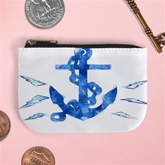 Anchor Aquarel Painting Art, Soft Blue Mini Coin Purses by picsaspassion