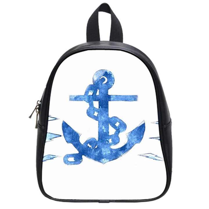 Anchor Aquarel painting art, soft blue School Bags (Small) 