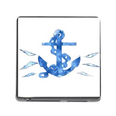 Anchor Aquarel Painting Art, Soft Blue Memory Card Reader (square)