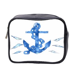 Anchor Aquarel Painting Art, Soft Blue Mini Toiletries Bag 2-side