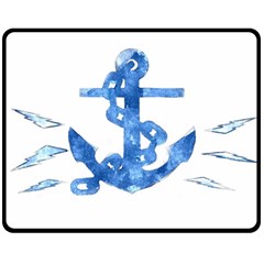 Anchor Aquarel Painting Art, Soft Blue Fleece Blanket (medium) 