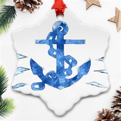 Anchor Aquarel Painting Art, Soft Blue Snowflake Ornament (2-side) by picsaspassion