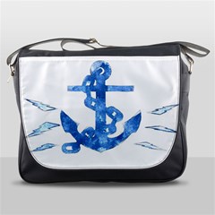 Anchor Aquarel Painting Art, Soft Blue Messenger Bags