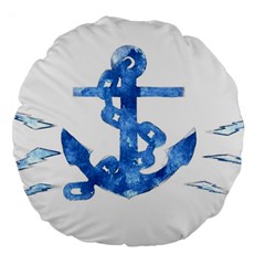 Anchor Aquarel Painting Art, Soft Blue Large 18  Premium Round Cushions by picsaspassion