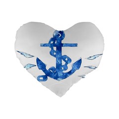 Anchor Aquarel Painting Art, Soft Blue Standard 16  Premium Heart Shape Cushions by picsaspassion