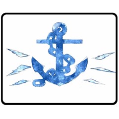 Anchor Aquarel Painting Art, Soft Blue Double Sided Fleece Blanket (medium)  by picsaspassion