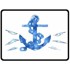 Anchor Aquarel Painting Art, Soft Blue Double Sided Fleece Blanket (large)  by picsaspassion