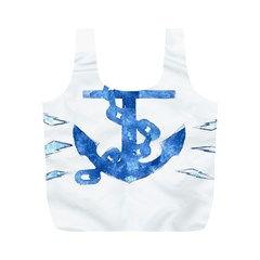 Anchor Aquarel Painting Art, Soft Blue Full Print Recycle Bags (m) 