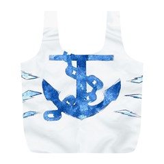 Anchor Aquarel Painting Art, Soft Blue Full Print Recycle Bags (l) 