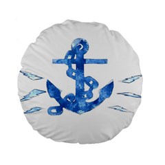 Anchor Aquarel Painting Art, Soft Blue Standard 15  Premium Flano Round Cushions by picsaspassion