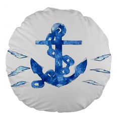 Anchor Aquarel Painting Art, Soft Blue Large 18  Premium Flano Round Cushions