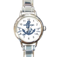 Anchor Pencil Drawing Art Round Italian Charm Watch