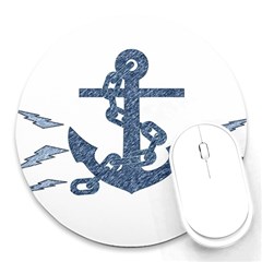 Anchor Pencil Drawing Art Round Mousepads by picsaspassion