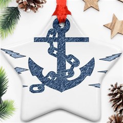 Anchor Pencil Drawing Art Ornament (star)  by picsaspassion