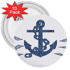 Anchor Pencil Drawing Art 3  Buttons (10 Pack)  by picsaspassion