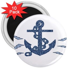 Anchor Pencil Drawing Art 3  Magnets (10 Pack) 