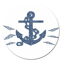 Anchor Pencil Drawing Art Magnet 5  (round)