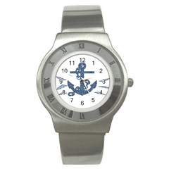 Anchor Pencil Drawing Art Stainless Steel Watch