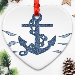 Anchor Pencil Drawing Art Heart Ornament (2 Sides)