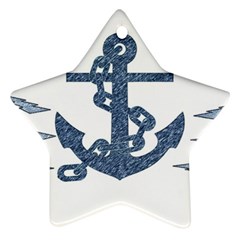 Anchor Pencil Drawing Art Star Ornament (two Sides) 