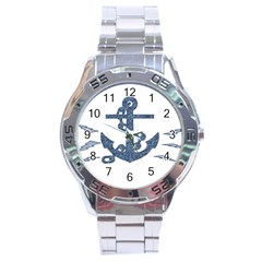 Anchor Pencil Drawing Art Stainless Steel Analogue Watch