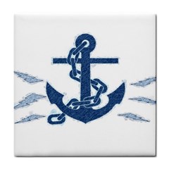 Blue Anchor Oil painting art Tile Coasters