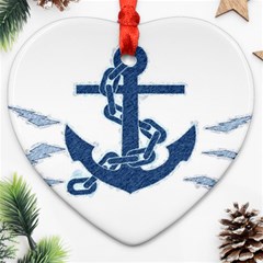 Blue Anchor Oil painting art Ornament (Heart) 