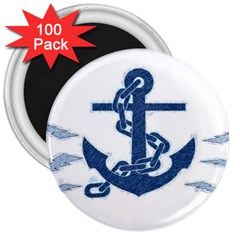 Blue Anchor Oil Painting Art 3  Magnets (100 Pack) by picsaspassion