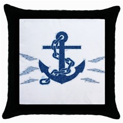 Blue Anchor Oil Painting Art Throw Pillow Case (black)