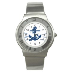 Blue Anchor Oil painting art Stainless Steel Watch