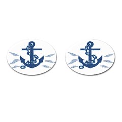 Blue Anchor Oil Painting Art Cufflinks (oval)