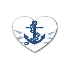 Blue Anchor Oil painting art Rubber Coaster (Heart) 