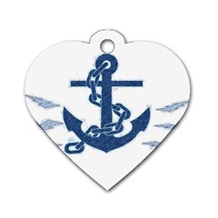 Blue Anchor Oil painting art Dog Tag Heart (Two Sides)