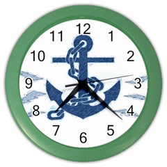 Blue Anchor Oil painting art Color Wall Clocks