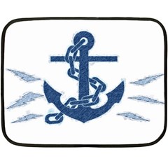 Blue Anchor Oil painting art Double Sided Fleece Blanket (Mini) 