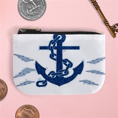 Blue Anchor Oil painting art Mini Coin Purses