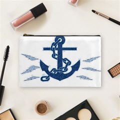 Blue Anchor Oil Painting Art Cosmetic Bag (medium)  by picsaspassion